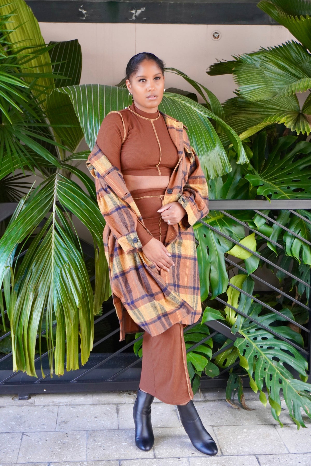 Get trendy with Brown Maxi Skirt Set - Sets available at ELLE TENAJ. Grab yours for $52 today!