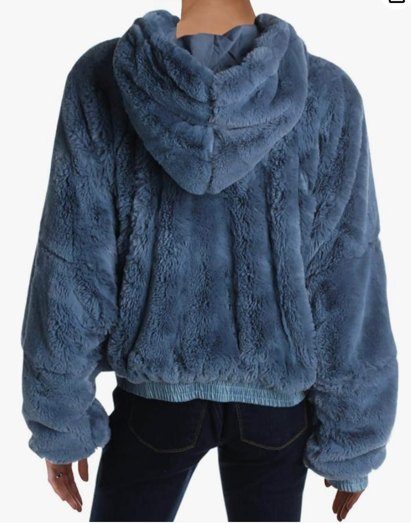 Get trendy with FP Movement by Free People Womens Love It Faux Fur Cozy Faux Fur Jacket Blue S -  available at ELLE TENAJ. Grab yours for $88 today!