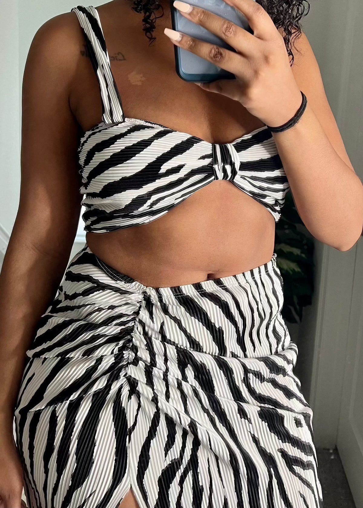Get trendy with Black & White Zebra Skirt Set - Sets available at ELLE TENAJ. Grab yours for $54.9 today!
