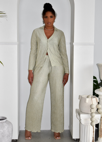 Get trendy with Sage Pleated Pajamas Set - Sets available at ELLE TENAJ. Grab yours for $67.00 today!