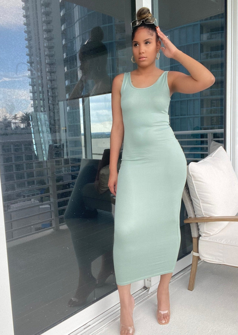 Get trendy with Bae-Sic Maxi Summer Sage Sundress - Dresses available at ELLE TENAJ. Grab yours for $10.00 today!