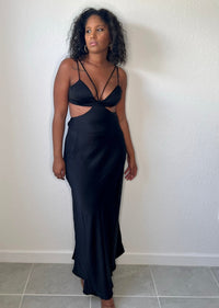 Get trendy with Black Cut-Out Maxi Dress - Dresses available at ELLE TENAJ. Grab yours for $49 today!