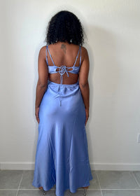Get trendy with Blue Cut-Out Maxi Dress - Dresses available at ELLE TENAJ. Grab yours for $49 today!
