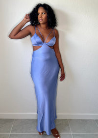 Get trendy with Blue Cut-Out Maxi Dress - Dresses available at ELLE TENAJ. Grab yours for $30 today!