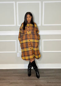 Get trendy with Plaid Button Down Shacket with Pockets - Jacket available at ELLE TENAJ. Grab yours for $41.40 today!