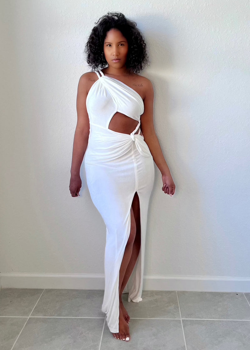 Get trendy with White Asymmetrical Cut-Out Resort Maxi Dress - Dresses available at ELLE TENAJ. Grab yours for $69.0 today!