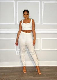 Get trendy with Ivory Sweater Knit Leggings Set - Sets available at ELLE TENAJ. Grab yours for $20.00 today!