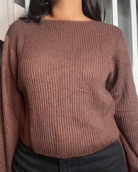 Get trendy with Brown Versatile Criss-Cross Sweater - Tops available at ELLE TENAJ. Grab yours for $20 today!