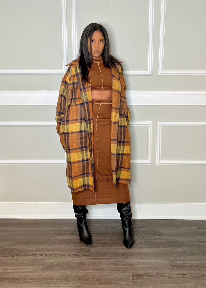 Get trendy with Plaid Flannel Long Overcoat - Jacket available at ELLE TENAJ. Grab yours for $59.0 today!