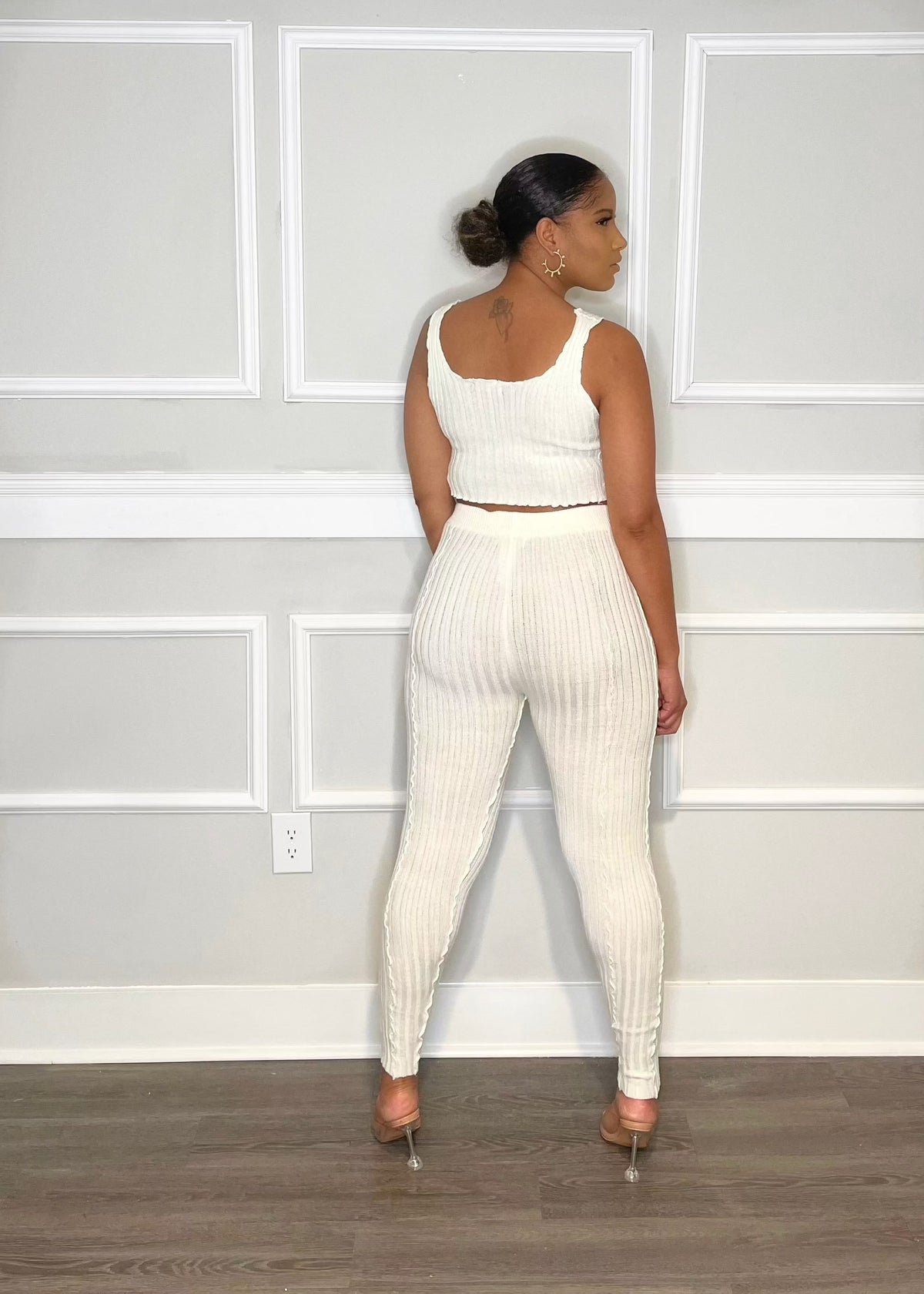 Get trendy with Ivory Sweater Knit Leggings Set - Sets available at ELLE TENAJ. Grab yours for $20.00 today!