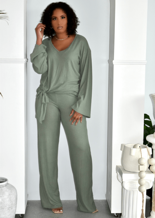 Get trendy with Sage Luxe Tie-Knot Pants Set - Sets available at ELLE TENAJ. Grab yours for $69 today!