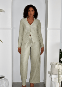 Get trendy with Sage Pleated Pajamas Set - Sets available at ELLE TENAJ. Grab yours for $67 today!