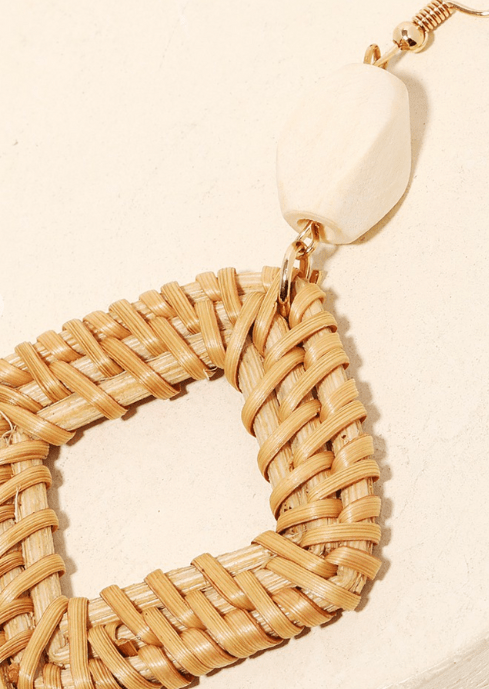 Get trendy with Straw Braided Square Drop Earrings - Accessories available at ELLE TENAJ. Grab yours for $18.9 today!