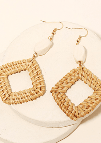 Get trendy with Straw Braided Square Drop Earrings - Accessories available at ELLE TENAJ. Grab yours for $18.9 today!
