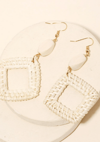 Get trendy with Straw Braided Square Drop Earrings - Accessories available at ELLE TENAJ. Grab yours for $18.90 today!