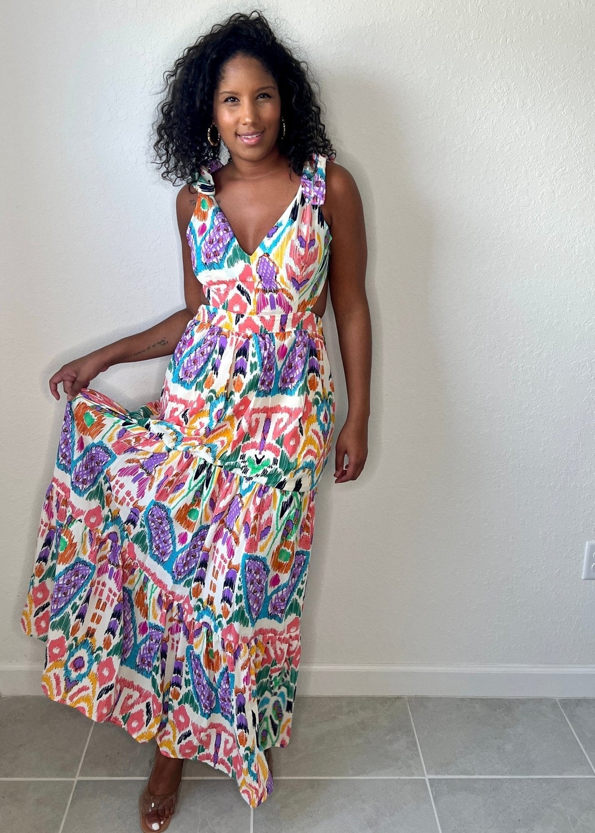 Get trendy with Tribal Multi-Color Print Maxi Cut-Out Dress - Dresses available at ELLE TENAJ. Grab yours for $69.00 today!