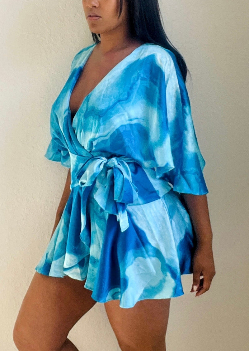 Get trendy with Abstract Full sleeve Wrap Dress - Jumpsuits & Rompers available at ELLE TENAJ. Grab yours for $59 today!